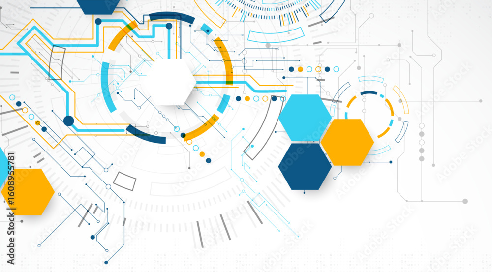 Poster abstract background. scientific and technological concept with the use of technical elements formed 