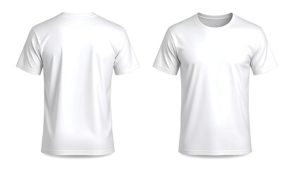 Plain white t-shirt, front and back views, isolated on white