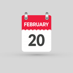 FEBRUARY 20 calendar Date Month icon