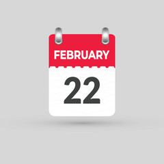FEBRUARY 22 calendar Date Month icon
