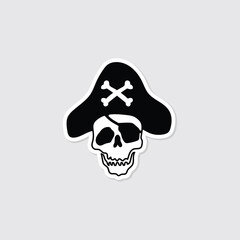 Black and white skull head illustration, vector