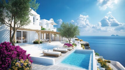 luxurious santorini villa with infinity pool and ocean view