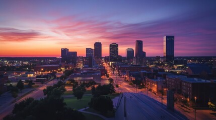 tulsa oklahoma city skyline sunset