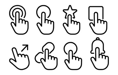 Obraz premium Various hand gesture icons set in outline