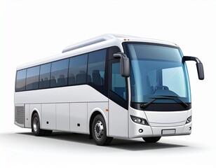 white bus isolated on white