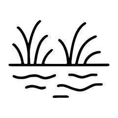 Obraz premium Simple grass and water line art drawing