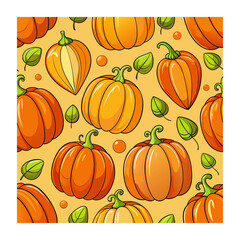 cartoon halloween pumpkins seamless pattern, autumn harvesting gourds