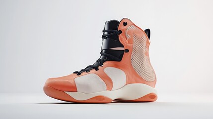 stylish coral and white hightop sneaker