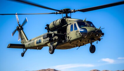 Military helicopter in flight