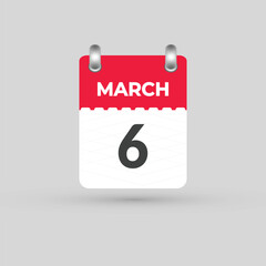 MARCH 6 calendar Date Month icon