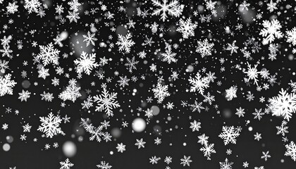 Abstract grunge black and white background with falling snow and star patterns, perfect for winter holiday celebrations