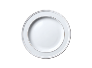 Elegant white dinner plate isolated on black background. Isolated On Transparent Background