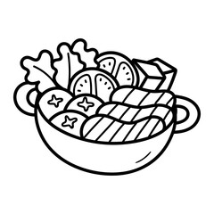 Fototapeta premium Food and Dessert Doodle Icons with Drinks, Snacks, and Sweets Illustration.