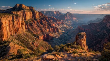 Sunset Grand Canyon Cliffs Aerial View