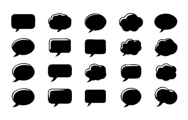 Speech Bubble Silhouette Icon Set  Vector Chat and Comment Bubbles
