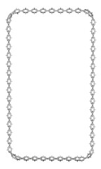 High-resolution 3D illustration of a menacing metallic chain forming a clean, contemporary rectangular frame. Perfect for showcasing content with a powerful, dangerous aesthetic.