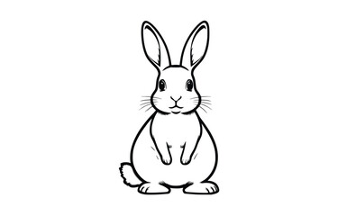 Obraz premium Minimal Sitting Bunny Vector Line Drawing