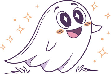 Cute Halloween Ghost Design Illustration for Seasonal Artwork. Spooky Halloween Ghost Drawing Perfect for Party and Holiday Graphics. Friendly Halloween Ghost Artwork for Kids and Festive Designs