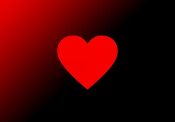 A bold red heart centered on a dark red to black gradient background, symbolizing passion, love, and emotion with striking simplicity.