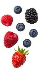 Berries and strawberries isolated on transparent background © Png Stock Pro