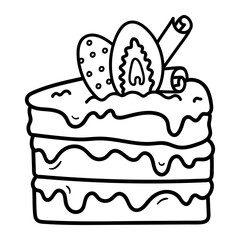Food and Dessert Doodle Icons with Drinks, Snacks, and Sweets Illustration.


