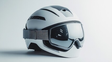 Fototapeta premium white ski helmet with goggles