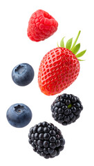 Berries and strawberries isolated on transparent background
