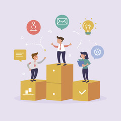 2d vector illustration colorful  business , TRAINING and study work hard successes 
