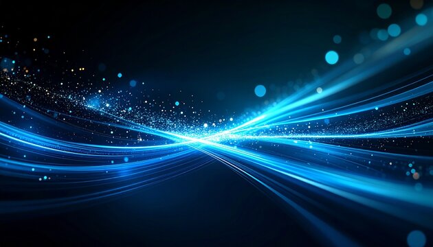 Ethereal video overlay showing blue and teal light streaks with floating dust motes and soft haze. Ideal for dreamy or ambient cinematic edits