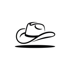 Simple hand drawn line art cowboy hat on white background