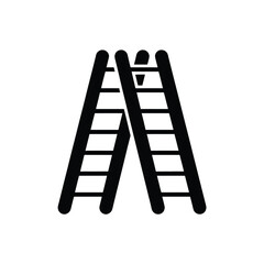 Two a frame ladders leaning together against white background