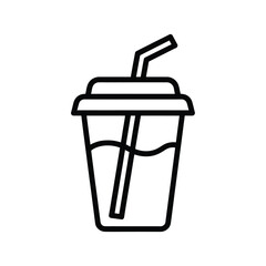 Simple outline icon of a takeaway drink cup with a straw