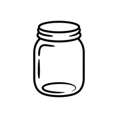Simple outline drawing of an empty glass mason jar with screw top threads