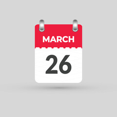 MARCH 26 calendar Date Month icon