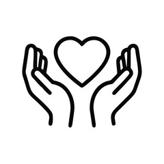 Hands Holding Heart Icon Vector Isolated on White Background