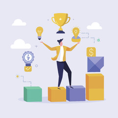 2d vector illustration colorful  business , TRAINING and study work hard successes 
