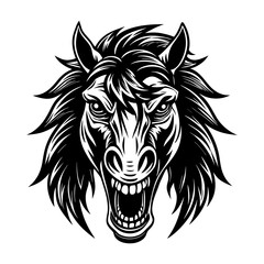 Fototapeta premium Crazy Horse Face Black and White Line Art