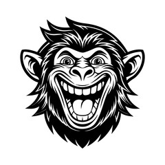 Angry Munky head vector illustration and tattoo mascot design
