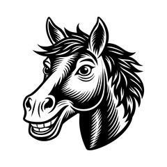 Horse head vector illustration for a wild animal tattoo design or a farm mammal logo silhouette