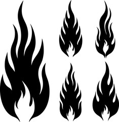fire flames set, Fire flame black silhouette, fire flames silhouette icon set vector illustration