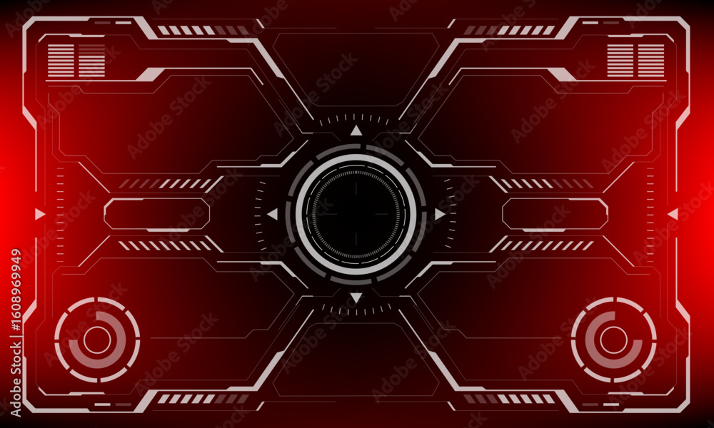 Poster hud sci-fi interface screen view white circular geometric design virtual futuristic technology creat