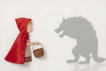 Little Red Riding Hood and Big Bad Wolf shadow puppets.