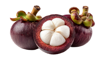 Three mangosteens close up