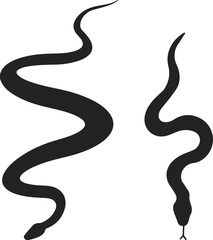 Two black snake silhouettes on white background