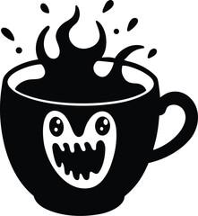 Hot Beverage Cup with Ghost Face silhouette