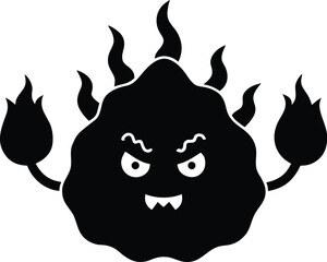 Melting Fire Blob Character silhouette