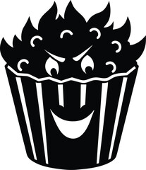Popcorn Cup with Scary Face silhouette