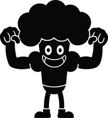 Muscular Halloween Broccoli Character silhouette