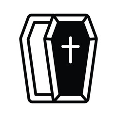 Modern glyph style icon of old wooden coffin