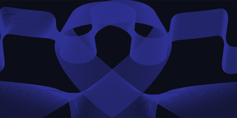 Abstract blue wave lines forming symmetrical patterns on a dark background, creating a futuristic and elegant visual effect.